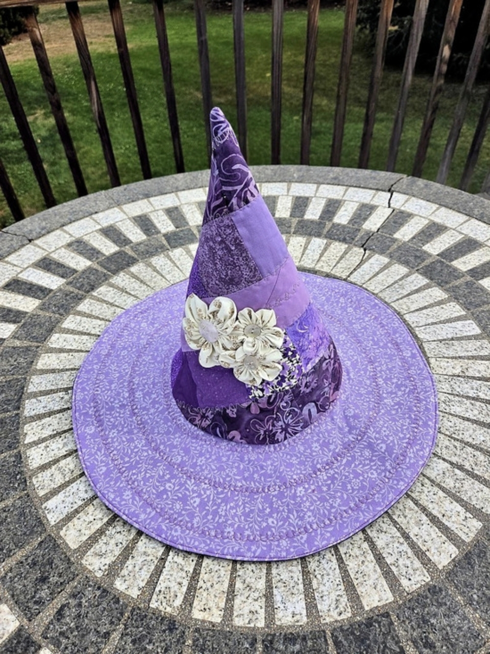 Purple Patchwork Floral Witch Hat